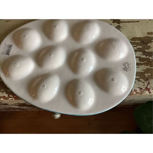 Bella Casa Devil Egg Ceramic Platter Colorful 12”x9” Easter Spring - Picture 4 of 10